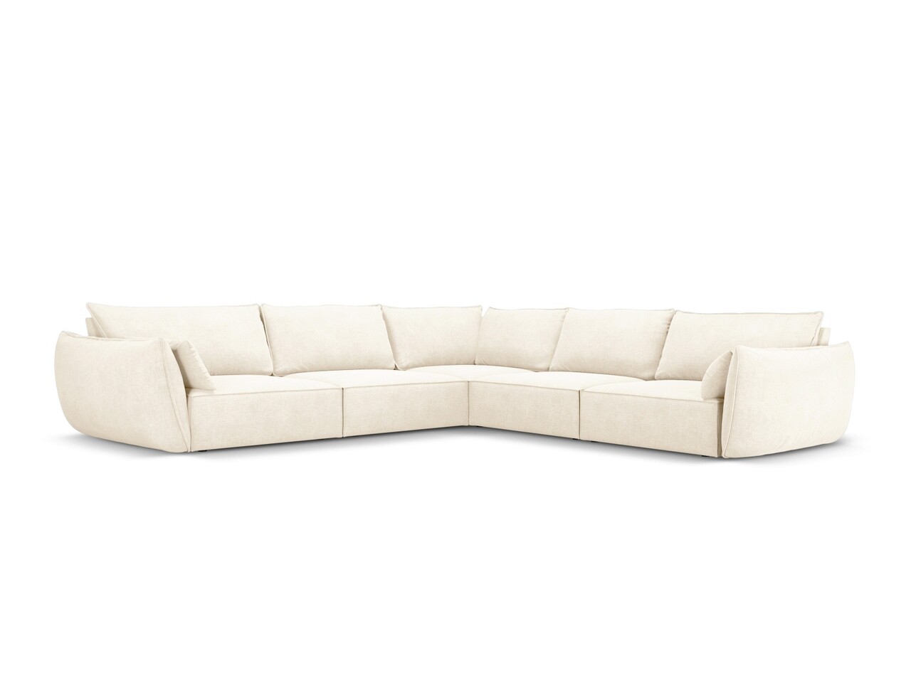 Coltar simetric 7 locuri, Kaelle, Micadoni Home, BL, 286x286x85 cm, poliester chenille, bej deschis - imagine 6